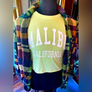 Ultra Pink Retro Flannel Size Small & Social Culture Crop Top Size XS Set